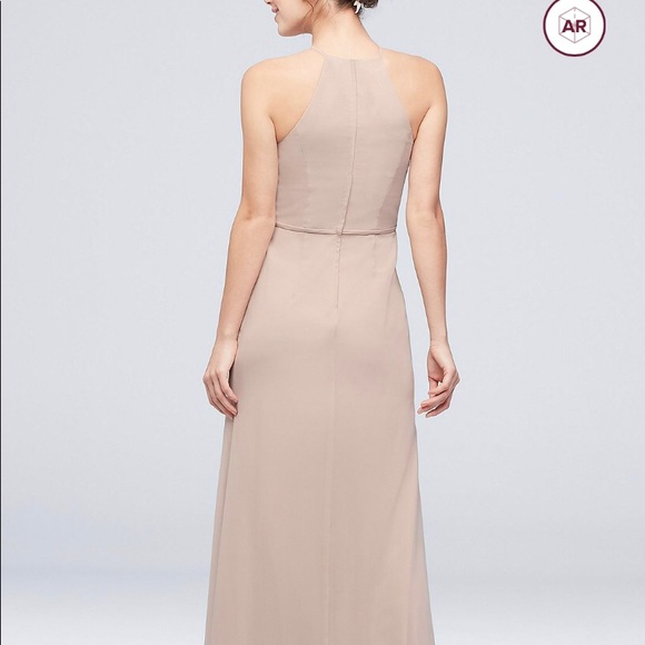 David’s Bridal High Neck Biscotti Bridesmaid Dress - Picture 2 of 7